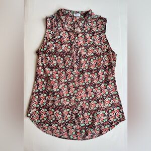 Women’s Marabelle Floral Sleeveless Blouse - Black and Coral Size M